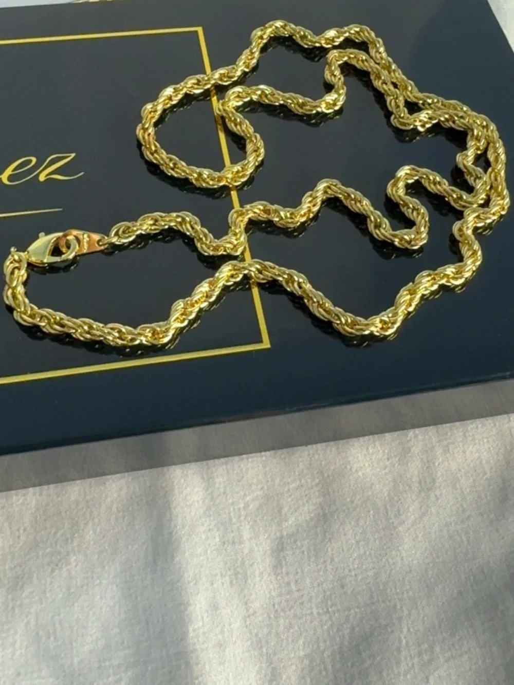 14KGP Rope Chain Necklace Gold Tone Classic 22.5” San Tropez Collezioni